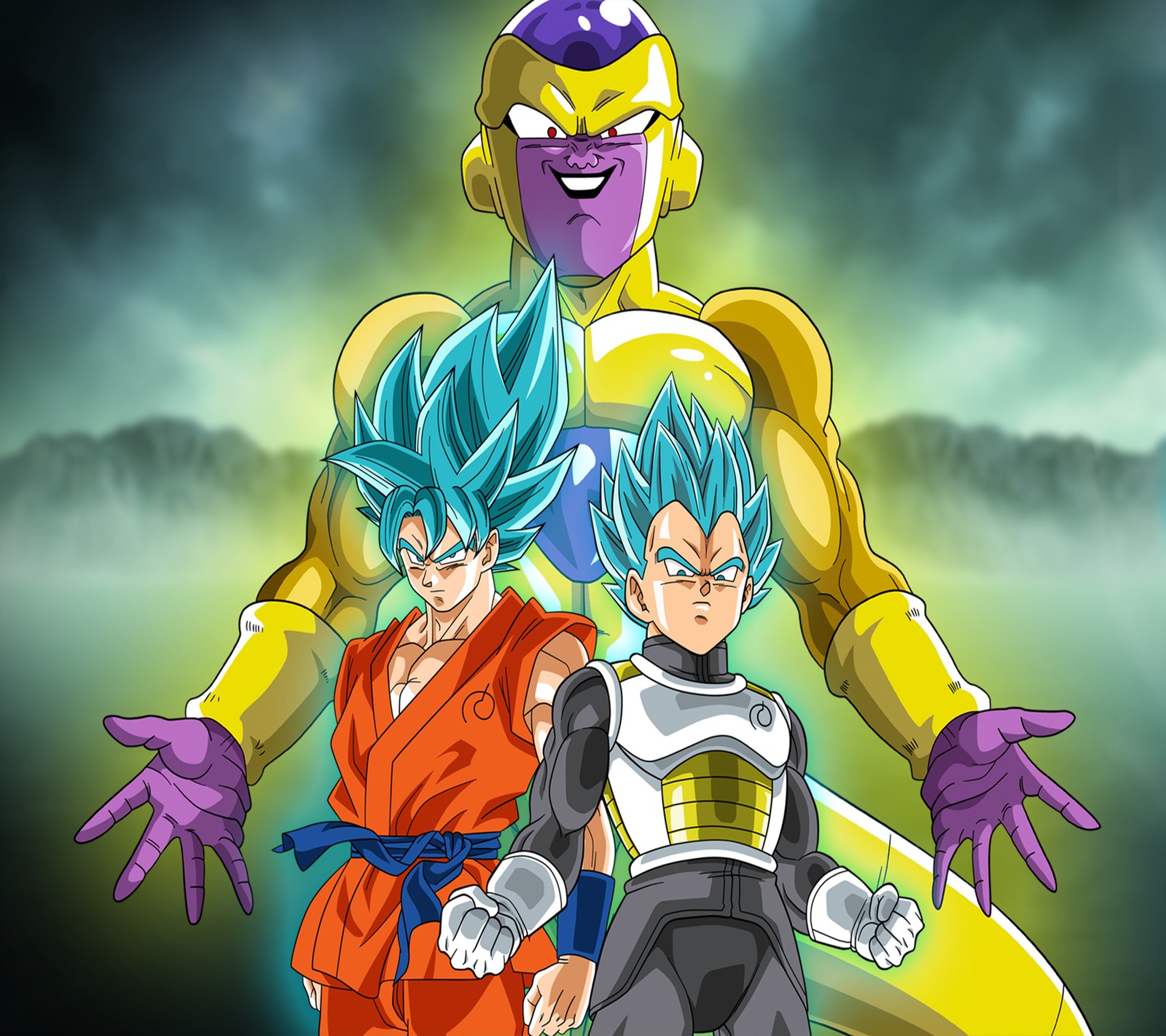 Téléchargez le fond d'écran dbs, dragon ball super, frieza, goku, vegeta