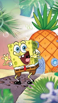 heureux, fond décran mobile, nickelodeon, bob léponge, spongebob