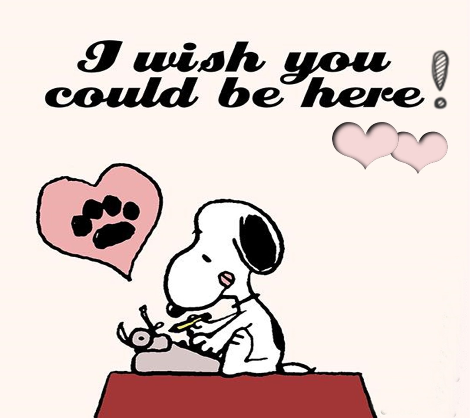 Un cartoon de snoopy escribiendo una carta a un perro (te quiero, snoopy)