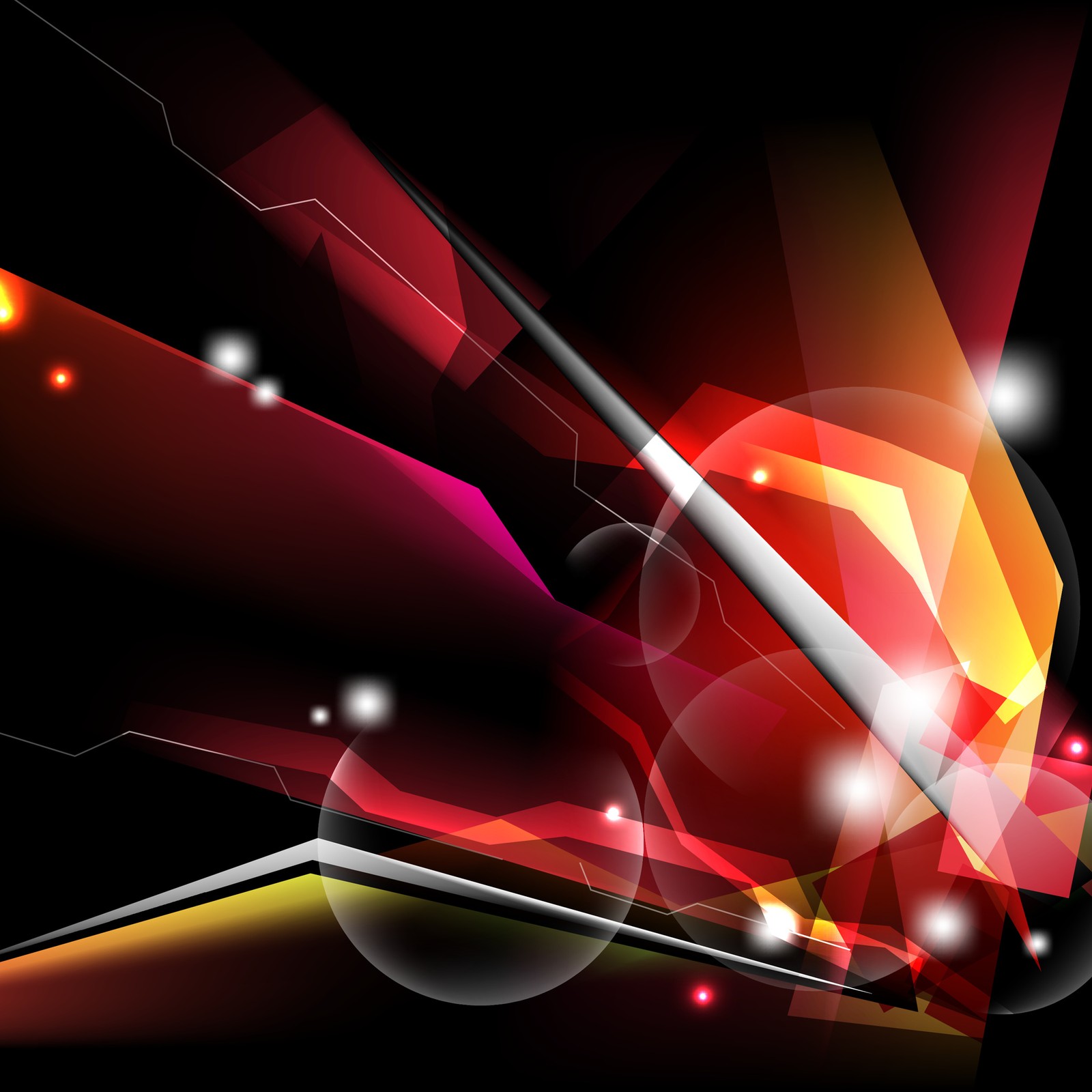 Abstract background with a red and yellow design and a black background (ipad 3, vector)