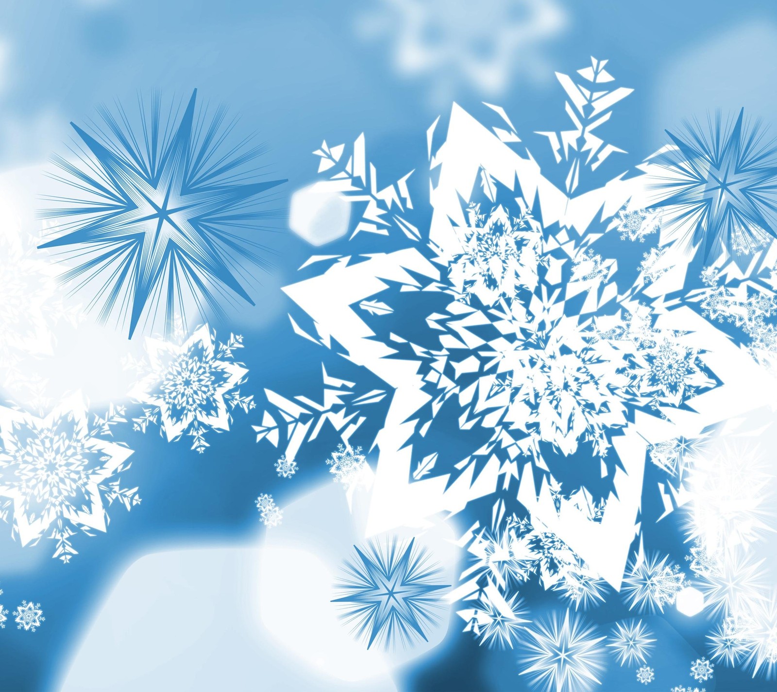 Snowflakes are falling from the sky and creating a blue background (nature, snow, white, winter)