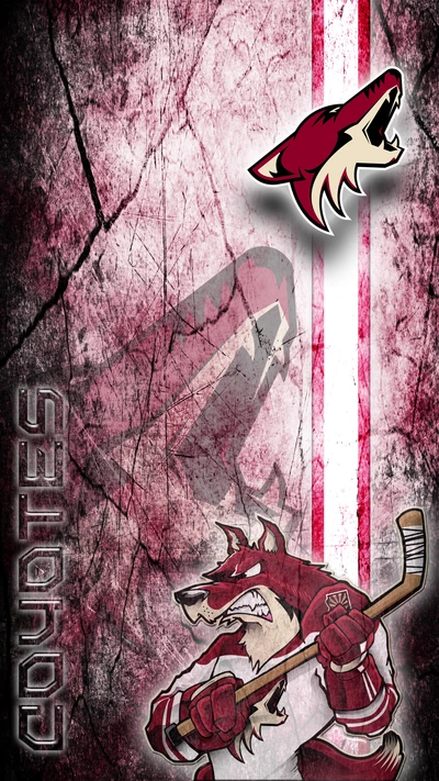 Arte del equipo Arizona Coyotes: Mascota feroz en acción