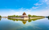 forbidden city, palace, reflection, water, nature wallpaper