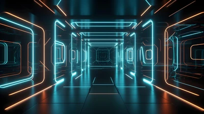 Futuristic Neon Corridor in Vibrant 5K Graphics