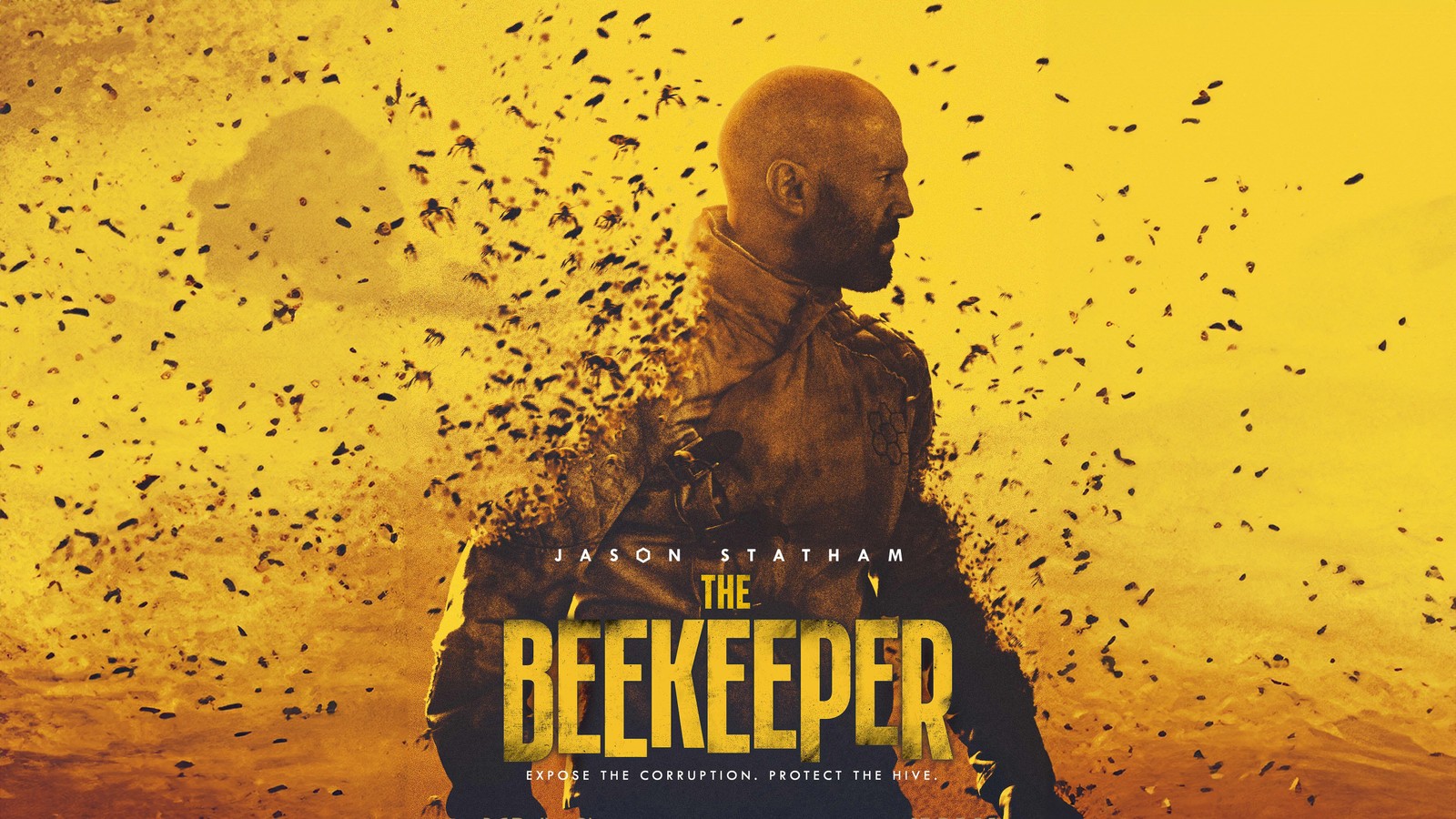 Постер фильма пчеловода (the beekeeper, 2024 фильмы, джейсон стэйтем, jason statham, 5k)