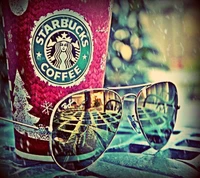 café, starbucks, lunettes de soleil