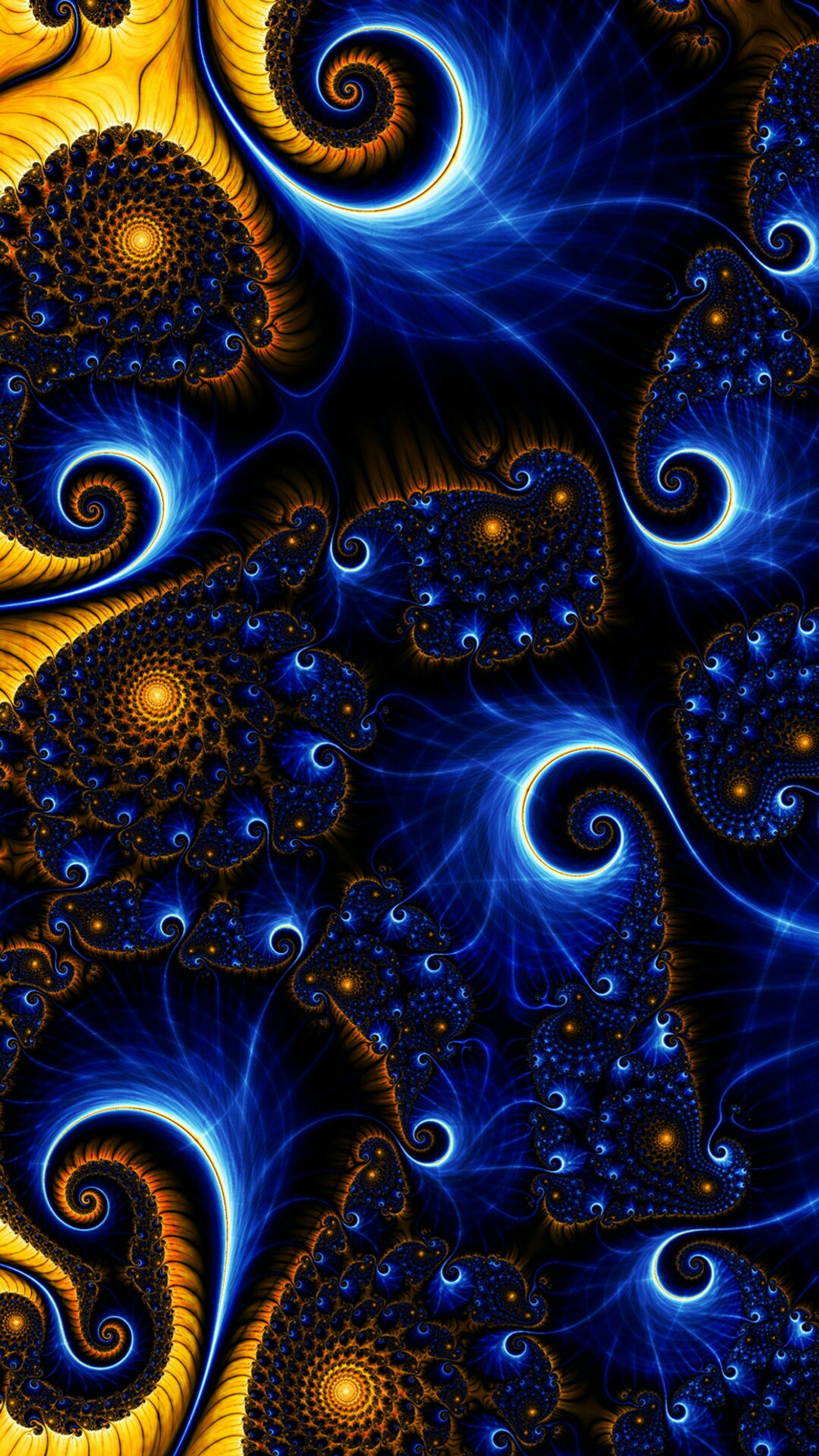 A computer generated image of a blue and yellow spiral pattern (abstract, pattern, s6edge)