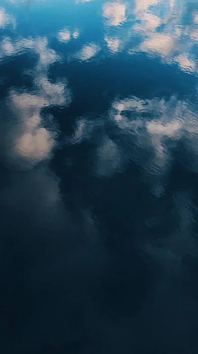 negro, azul, nubes, agua, reflexión