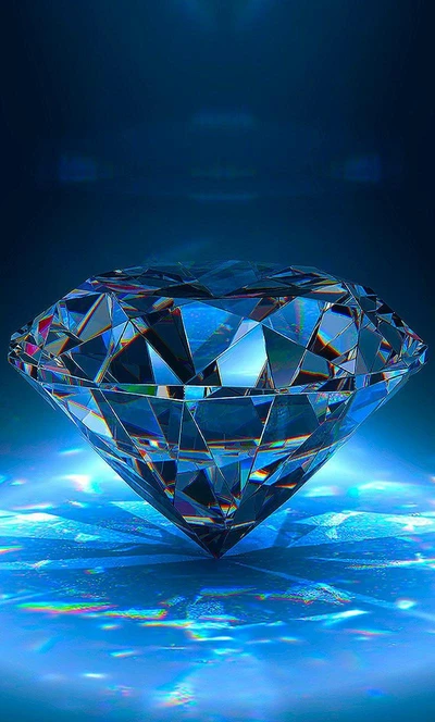 Diamante azul radiante brilhando como uma estrela