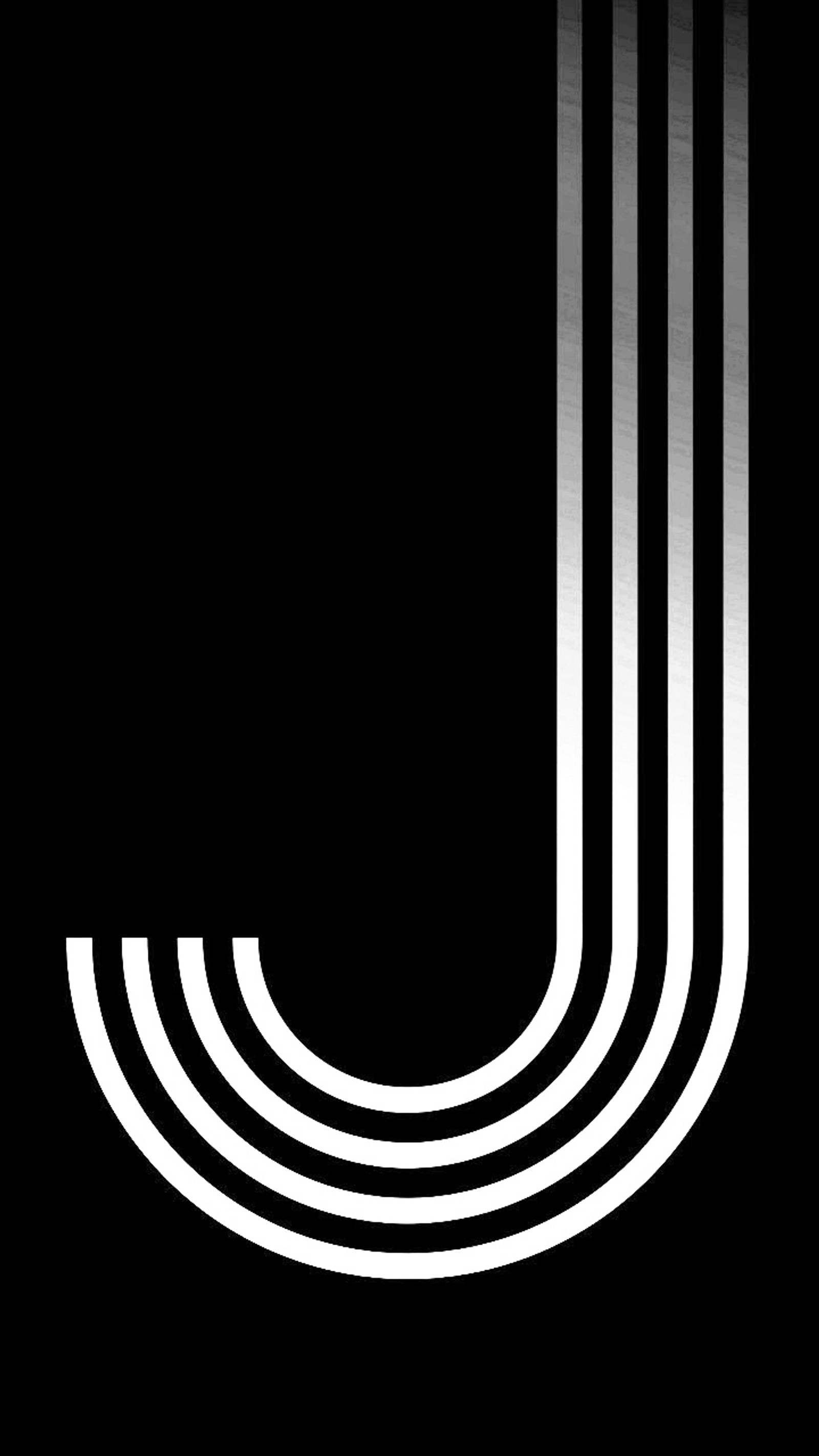 A close up of a black and white poster with a white letter j (2017, black, eyad, galaxy, hd)