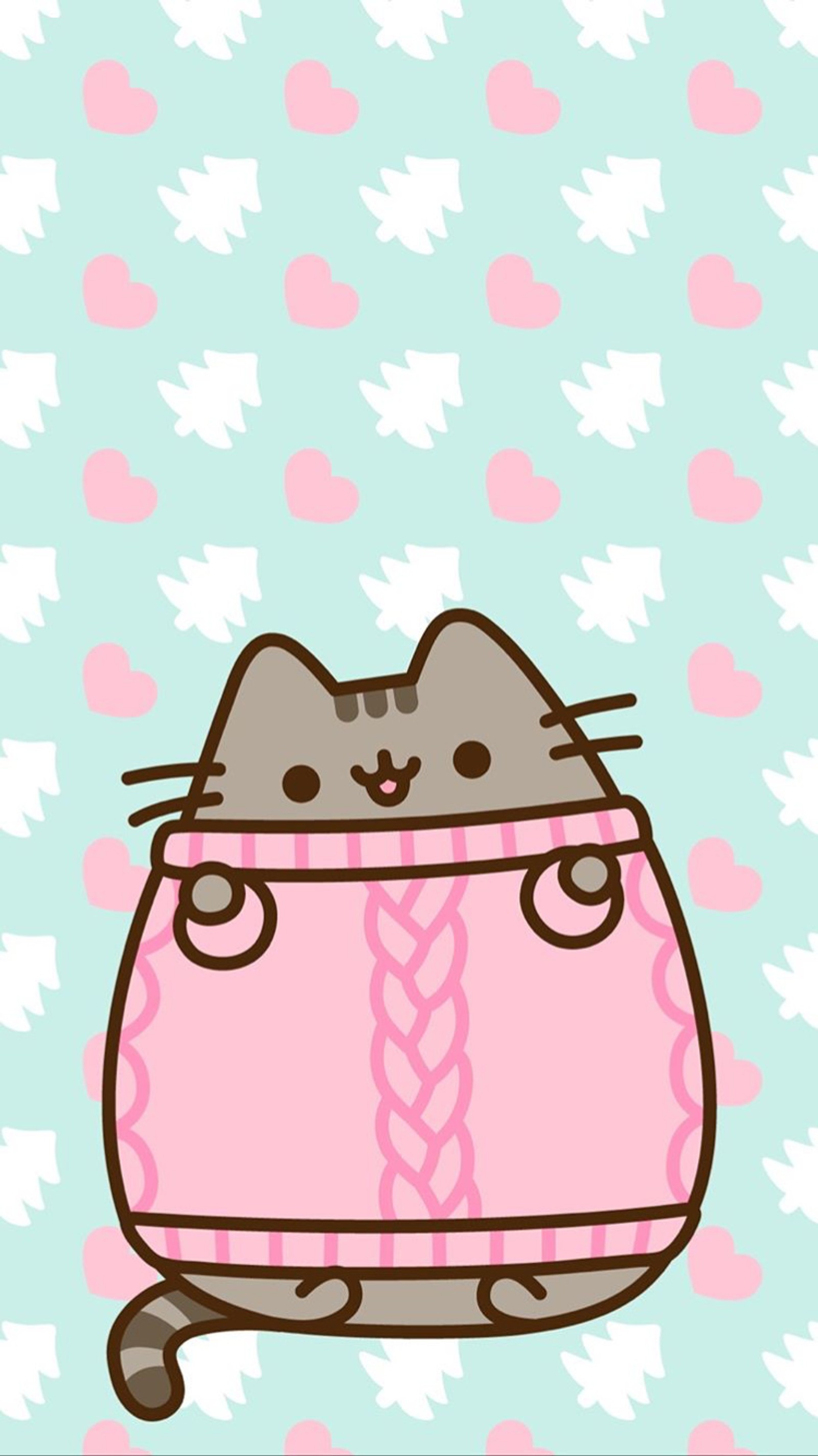 pusheen, sweater, winter, cute, hearts Download Wallpaper