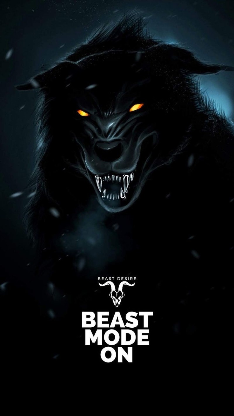 Постер оборотня со светящимися глазами и клыками (зверь, beast quotes, бистмодон, beastmodeon, смешной)