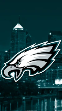 Philadelphia Eagles-Logo mit Stadt-Skyline-Hintergrund