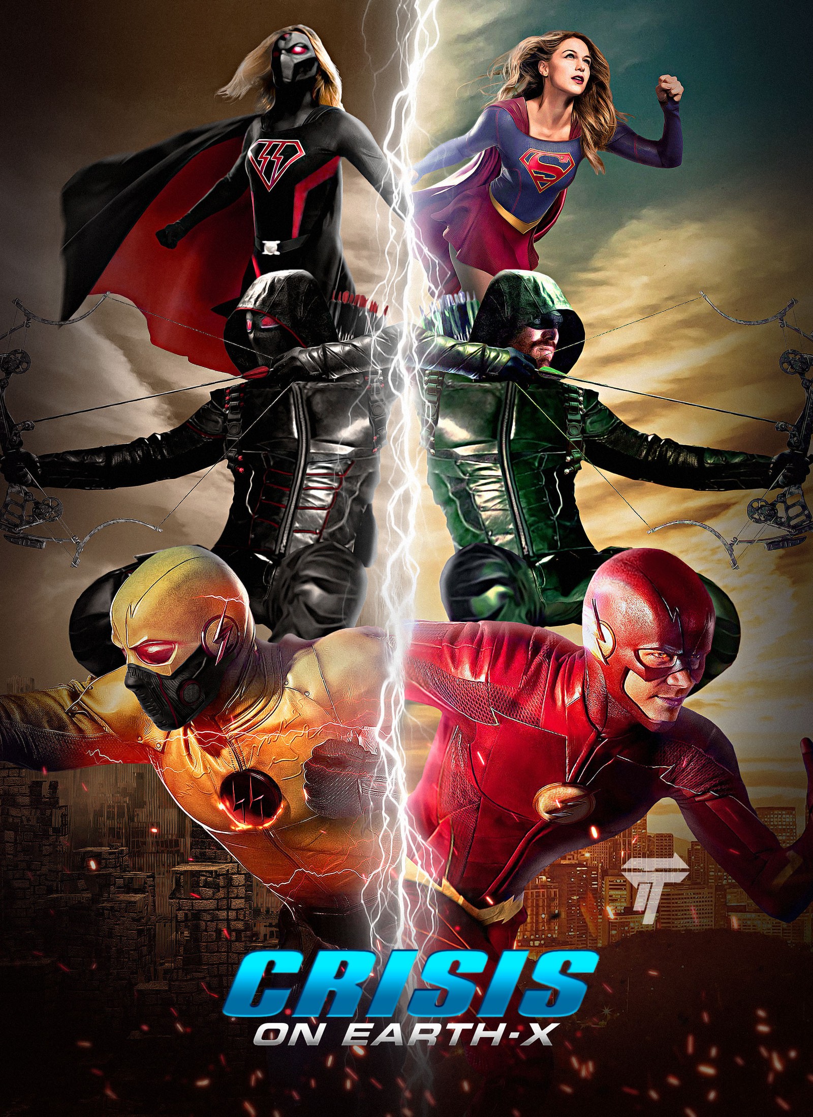 Un cartel de the flash y el equipo de green arrow en crisis en la tierra (flecha, cómics, destello, niña, hd)