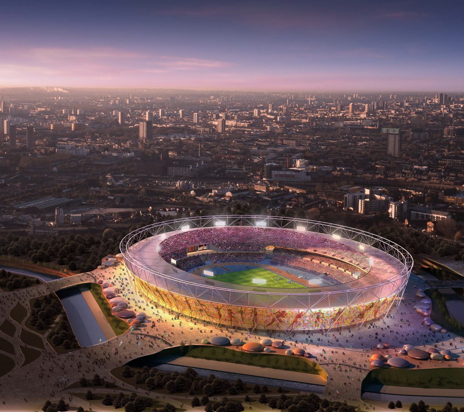 Vista aérea do estádio olímpico em londres (londres, london, estádio)