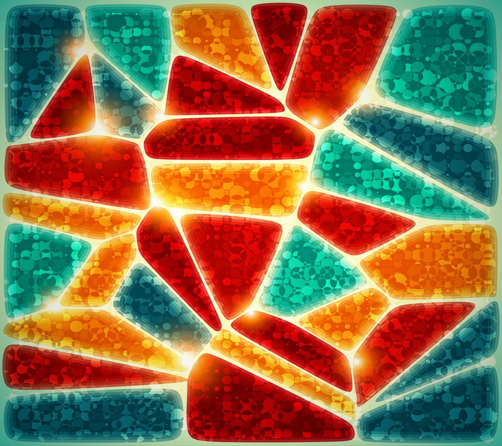 A close up of a colorful mosaic with a sun in the middle (abstract, background, color, mosaic)