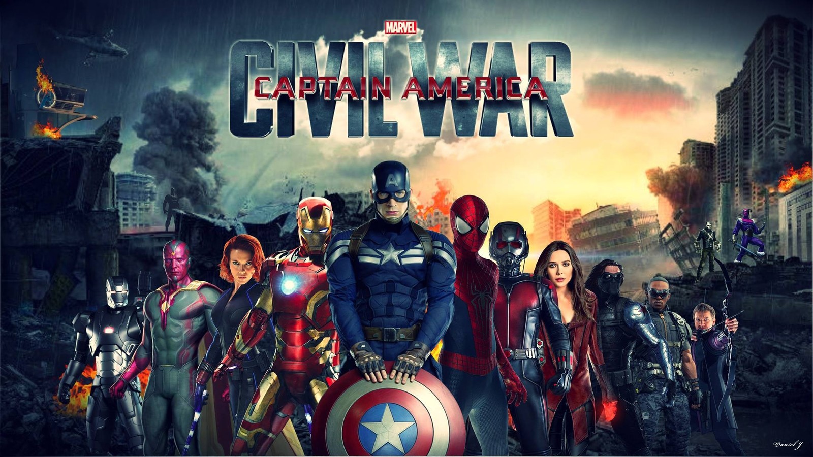 Os vingadores estão no meio de um grupo de super-heróis (capitão américa guerra civil, captain america civil war, universo cinematográfico da marvel, marvel cinematic universe, super herói)