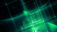 Abstract Digital Art with Green Grid Lines