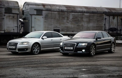 Audi S8 и A8: два премиум-исполнительных седана в городской обстановке