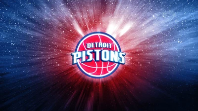 Detroit Pistons-Logo auf dynamischem Hintergrund - NBA 4K Hintergrundbild