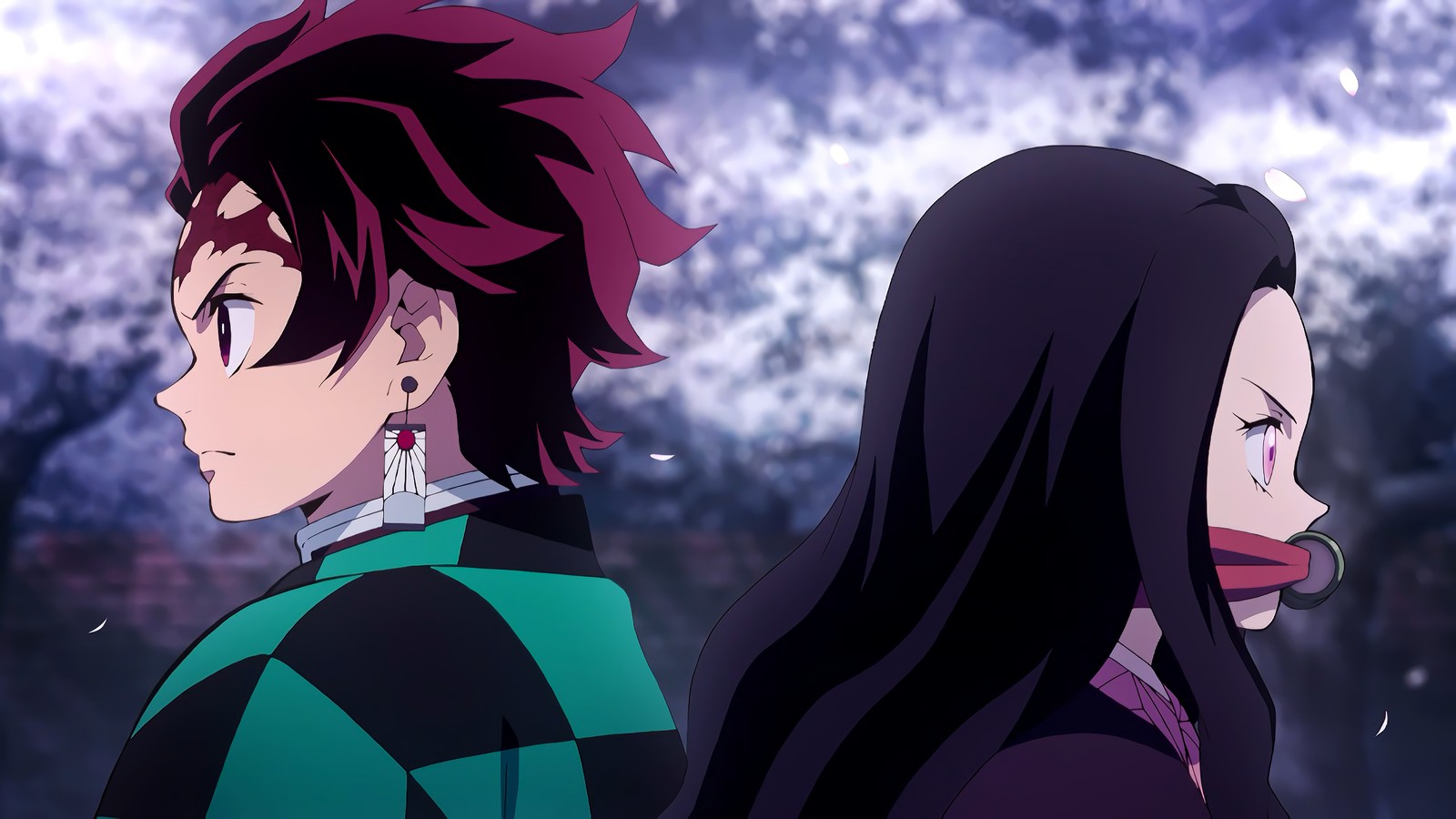 Lade tanjiro kamado, tanjirou kamado, nezuko kamado, kimetsu no yaiba, anime Hintergrund herunter