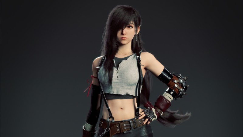 Женщина в кожаном костюме держит нож и нож (tifa, локхарт, lockhart, final fantasy 7 remake, ff7)