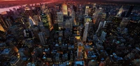 Impresionante horizonte nocturno de la ciudad de Nueva York con vista a la metrópoli urbana