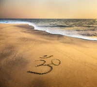 beach, brahma, indian, ocean, om symbol