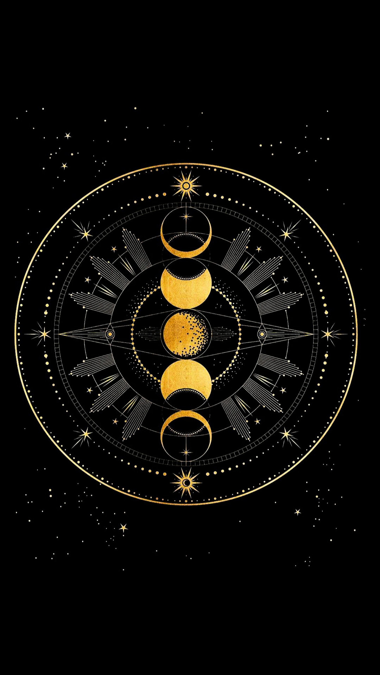 Baixar papel de parede lua, ouro, moon phase, grunge, alquimista