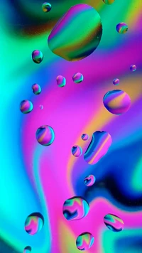 Vibrant Liquid Drops on a Colorful Gradient Background