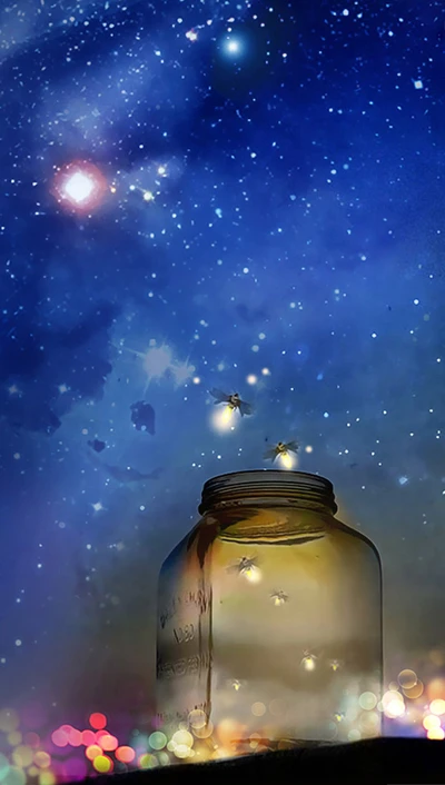 jar, moon, night, sky