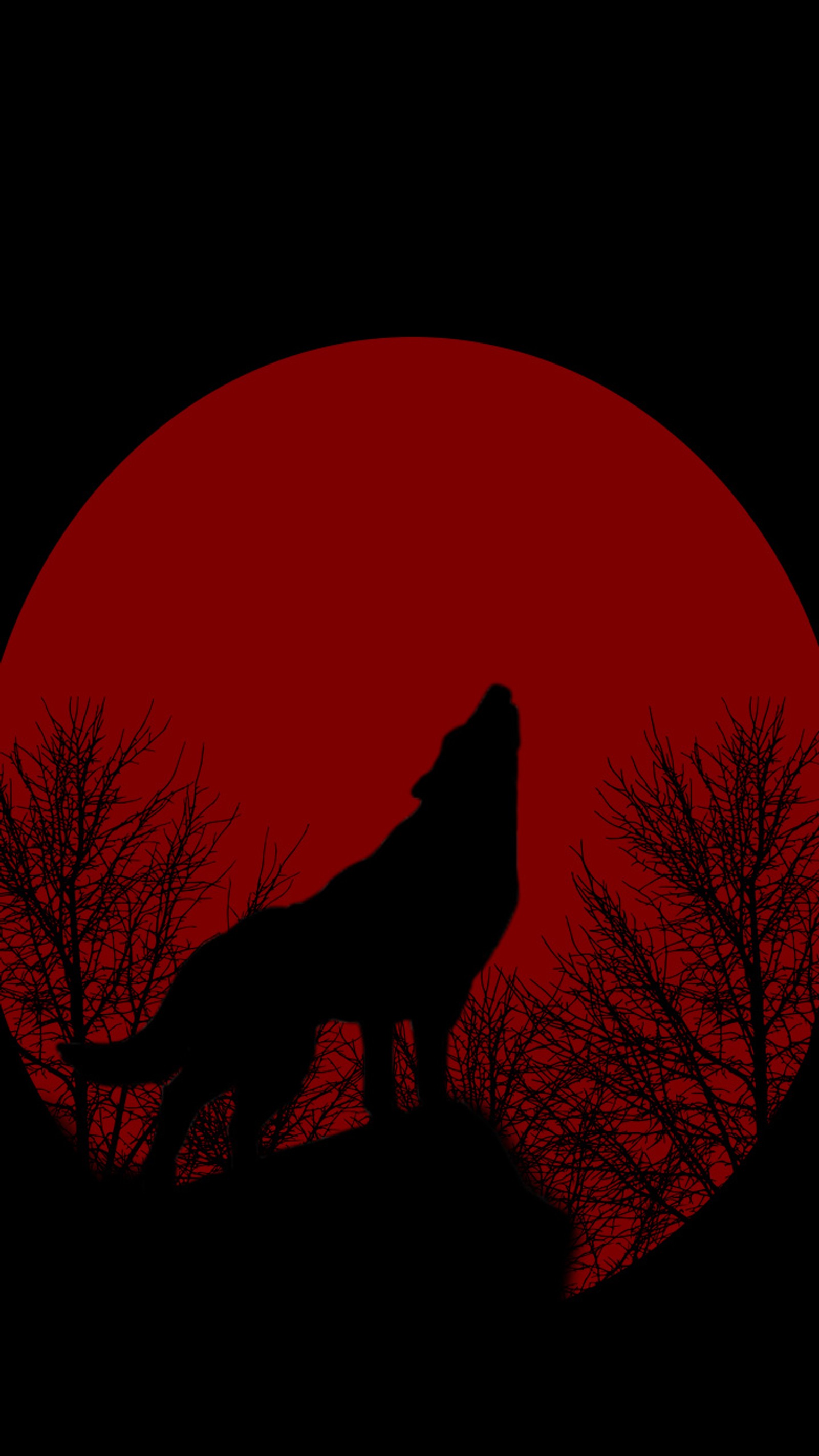 Imagem árabe de um lobo solitário em pé em uma colina com uma lua vermelha ao fundo (animal, efeito, natureza, ulkucu, woeld)