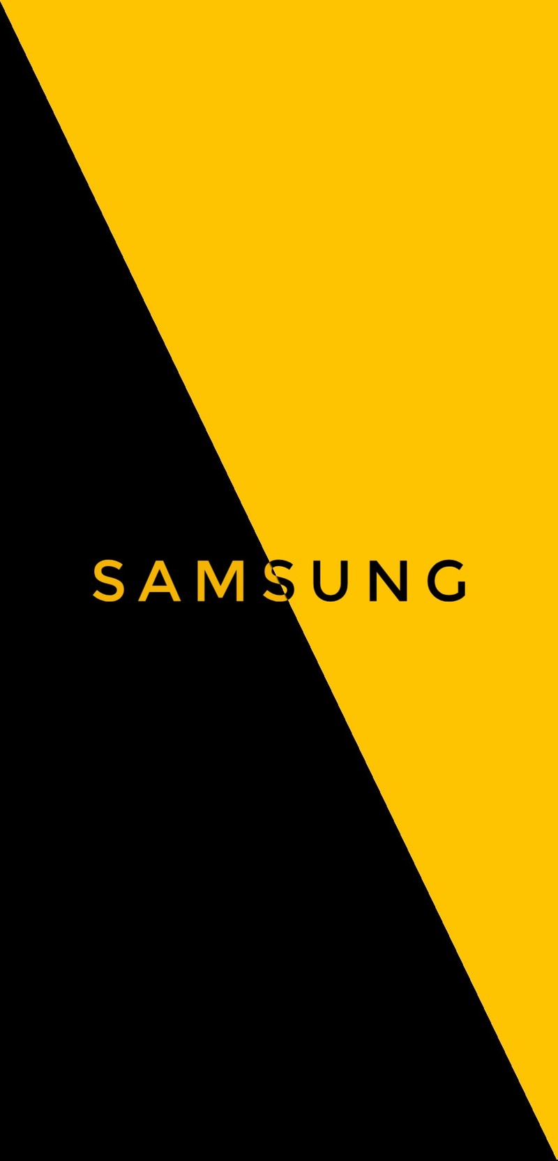 Близкий план желто-черного логотипа samsung на черно-желтом фоне (2019, amoled, чёрный, край, галактика)