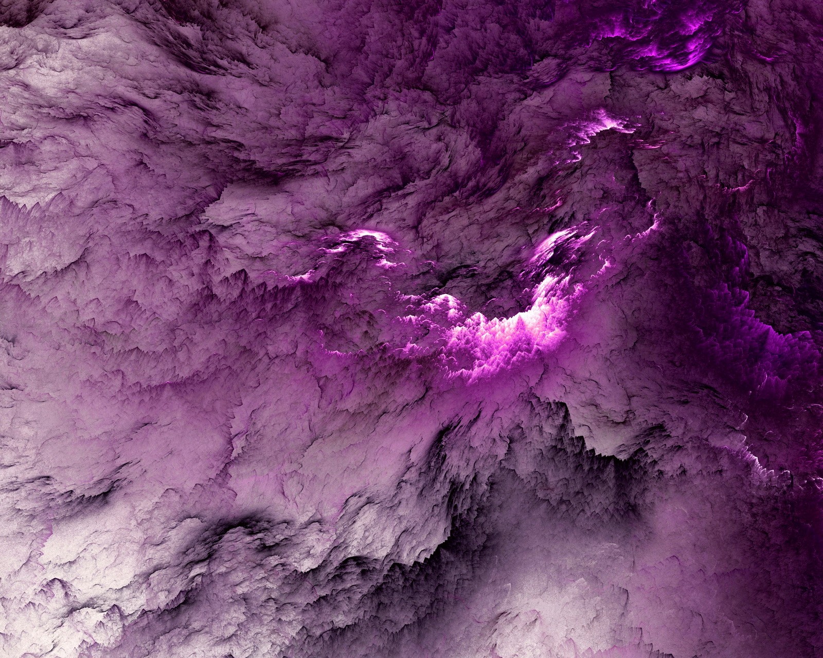 Purple and black abstract painting of a cloud with a purple light (abstract, landscape, nature, purple)