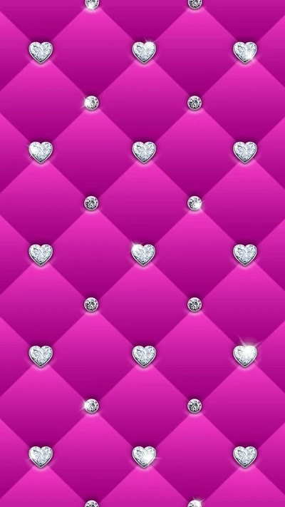 diamond, diamontes, hearts, pink