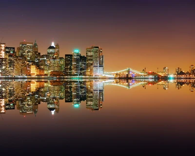 puente, edificios, ciudad, hd, luces