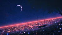 night, scenery, stars, starry, sky wallpaper