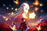 chica de anime, 5k, mariposas, surrealista, anime