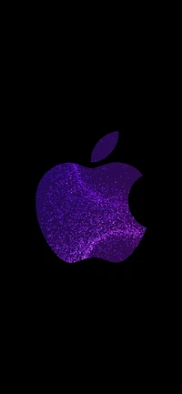 Logo de pomme violet vif sur fond noir