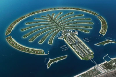 palm jumeirah, artificial island, island, coastal and oceanic landforms, water