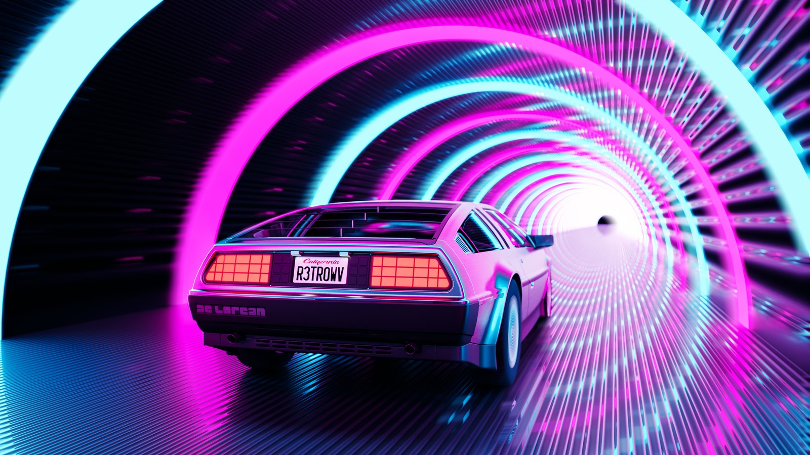 Lade retro, delorean, auto, outrun, außer reichweite Hintergrund herunter