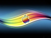 Vague vibrante de couleur avec le logo emblématique d'Apple