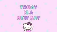 Hoy es un nuevo día - lindo fondo de Hello Kitty