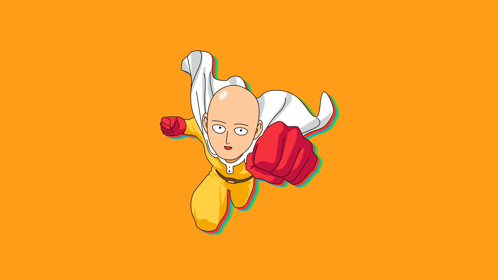 Téléchargez le fond d'écran saitama, fond jaune, cartoon, one punch man, 5k