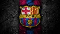 Logotipo do FC Barcelona em fundo rachado - Papel de parede 5K