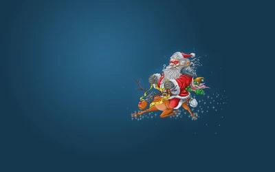 christmas elf, illustration, graphic design, reindeer, sky