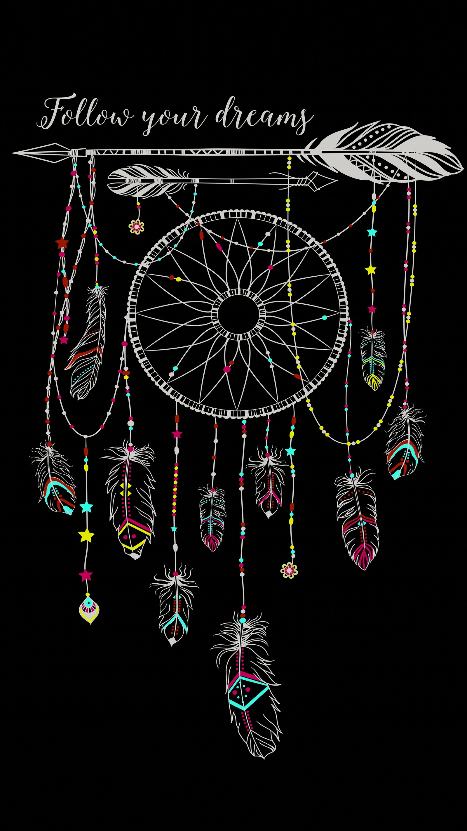 A close up of a drawing of a dream catcher with feathers (art, boho, design, dream, dreamcatcher)