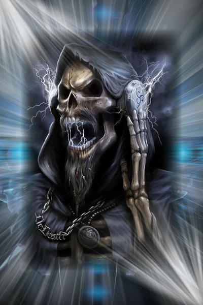 Lightning Skull with Headphones: The Essence of Metal Music