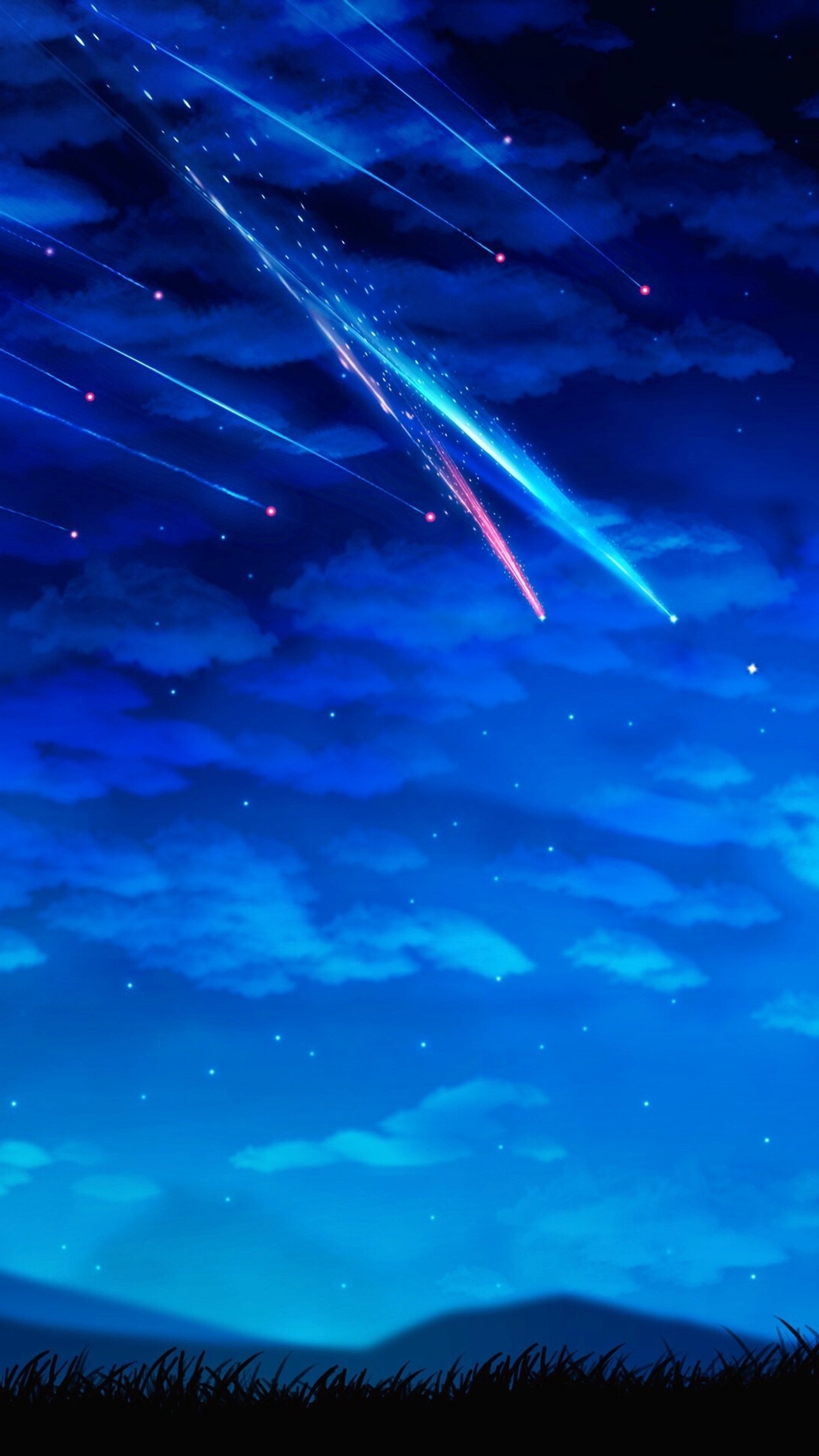 Anime, un garçon regardant une étoile filante dans le ciel (your name)