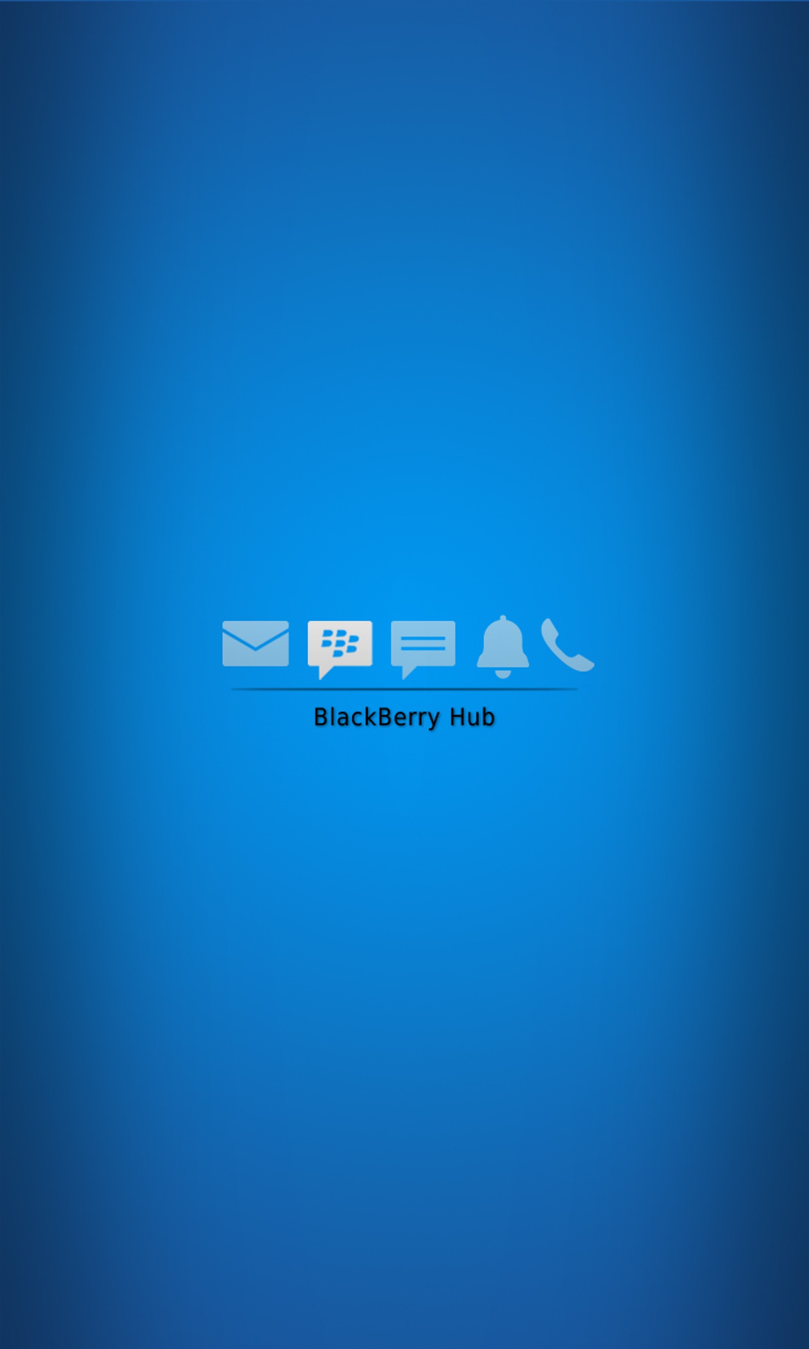 Un primer plano de un teléfono celular con un fondo azul (fondo de blackberry 10, blackberry hub, blackberry z10)